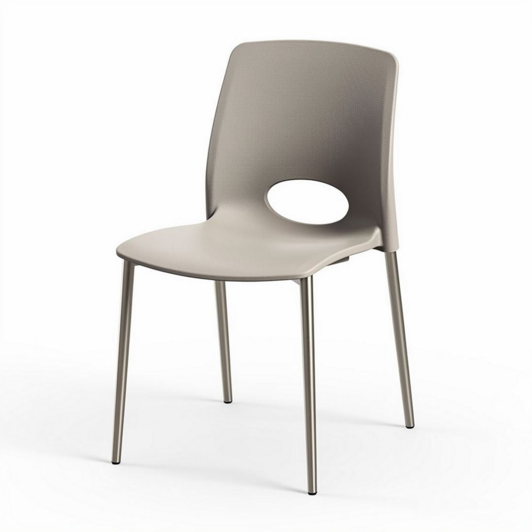 Cadeira de polipropileno em cinza com base metálica 45 x 45 x 85cm