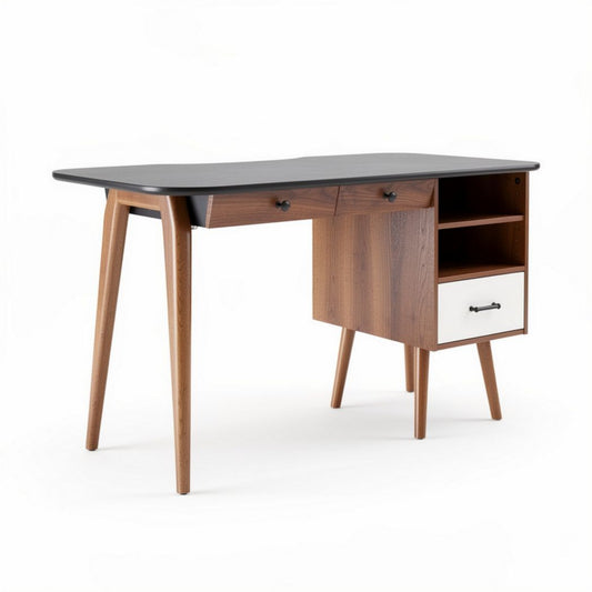Mesa de escritório em madeira com tratamento fosco e duas gavetas 120 x 60 x 75cm